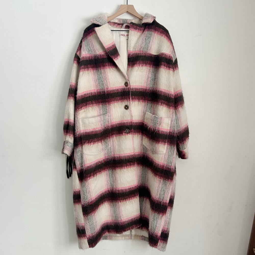 Free People  Pressley Fringe Striped Coat Cream Size M/L - Picture 4 of 10